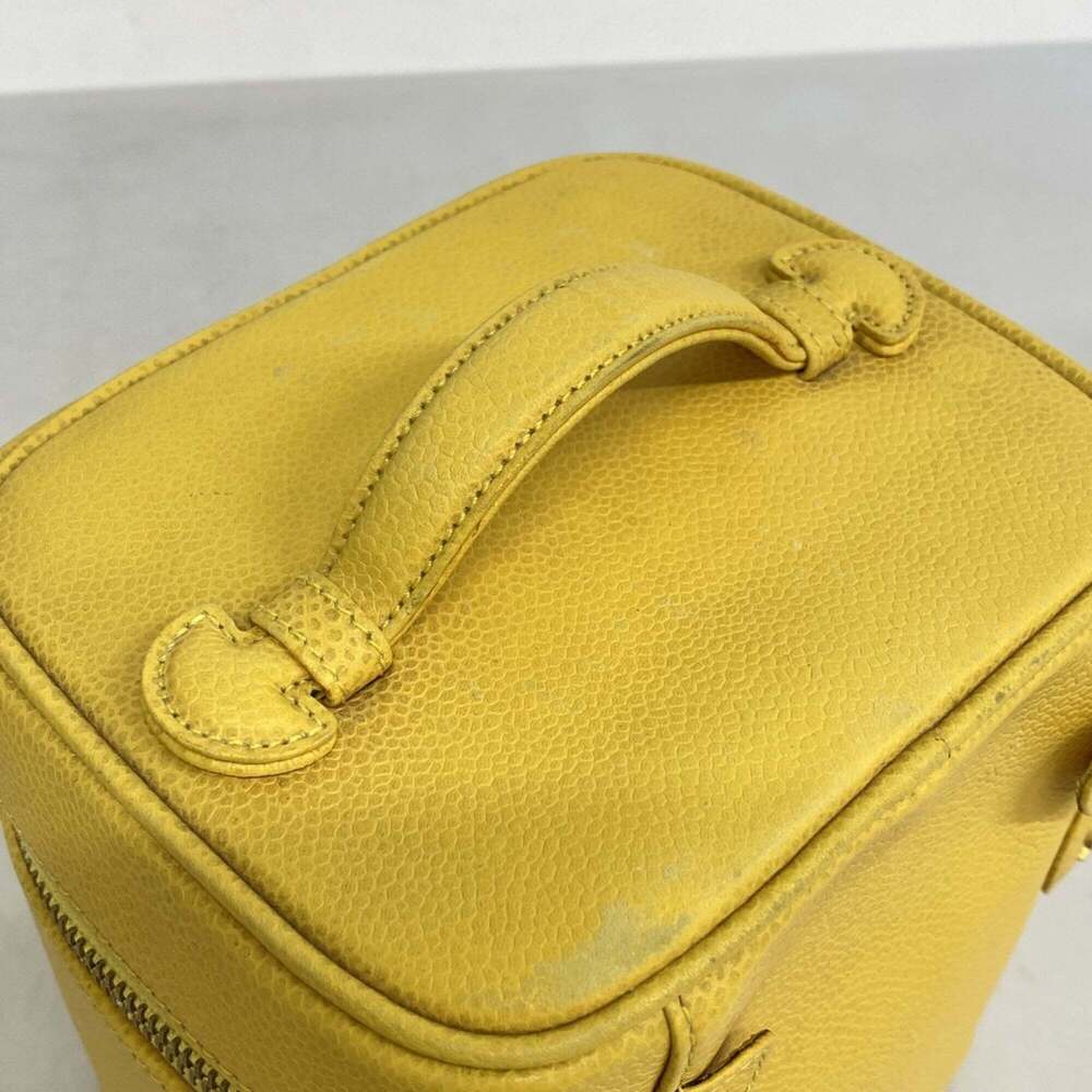 Chanel handbag/vanity bag, caviar leather, yellow, women's. - Picture 8 of 12